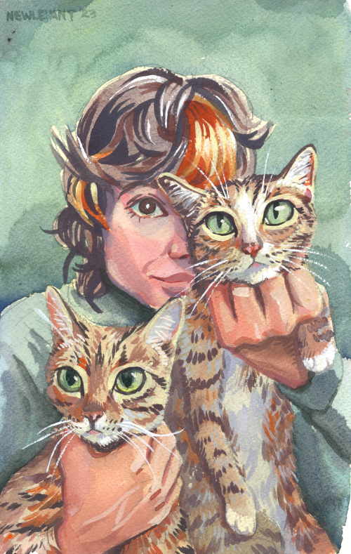 Self Portrait with Cats | Hazel Newlevant